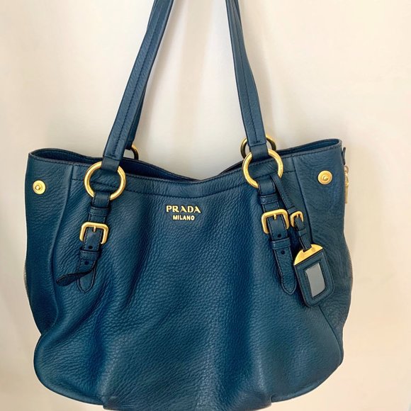 Prada Cervo Leather Expandable Tote - Picture 1 of 13